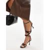 imageMostrin Strappy Heels for Women Lace Up Ankle Strap Round Open Toe Stiletto High Heels Womens Heeled Sandals for Prom Party DailyBlack Bow