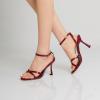 imageMostrin Strappy Heels for Women Lace Up Ankle Strap Round Open Toe Stiletto High Heels Womens Heeled Sandals for Prom Party DailyBurgundy