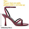 imageMostrin Strappy Heels for Women Lace Up Ankle Strap Round Open Toe Stiletto High Heels Womens Heeled Sandals for Prom Party DailyBurgundy