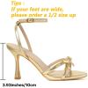 imageMostrin Strappy Heels for Women Lace Up Ankle Strap Round Open Toe Stiletto High Heels Womens Heeled Sandals for Prom Party DailyGold Bow