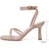imageMostrin Strappy Heels for Women Lace Up Ankle Strap Round Open Toe Stiletto High Heels Womens Heeled Sandals for Prom Party DailyLh03nude