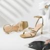 imageMostrin Strappy Heels for Women Lace Up Ankle Strap Round Open Toe Stiletto High Heels Womens Heeled Sandals for Prom Party DailyLh09gold