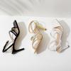 imageMostrin Strappy Heels for Women Lace Up Ankle Strap Round Open Toe Stiletto High Heels Womens Heeled Sandals for Prom Party DailyLh09white