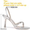 imageMostrin Strappy Heels for Women Lace Up Ankle Strap Round Open Toe Stiletto High Heels Womens Heeled Sandals for Prom Party DailySilver