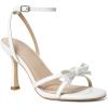 imageMostrin Strappy Heels for Women Lace Up Ankle Strap Round Open Toe Stiletto High Heels Womens Heeled Sandals for Prom Party DailyWhite Bow