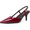 imageMostrin Slingback Kitten Heels for Women Mid Heel Leather Pumps Closed Pointed Toe Stiletto 3 Inch Dress Shoes for Wedding Party Work OfficeBurgundy