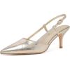 imageMostrin Slingback Kitten Heels for Women Mid Heel Leather Pumps Closed Pointed Toe Stiletto 3 Inch Dress Shoes for Wedding Party Work OfficeGold