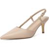 imageMostrin Slingback Kitten Heels for Women Mid Heel Leather Pumps Closed Pointed Toe Stiletto 3 Inch Dress Shoes for Wedding Party Work OfficeNude