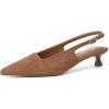 imageMostrin Slingback Kitten Heels for Women Pointed Closed Toe Heels Low Pumps Shoes for Party Work OfficeBrown Suede