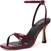 imageMostrin Strappy Heels for Women Lace Up Ankle Strap Round Open Toe Stiletto High Heels Womens Heeled Sandals for Prom Party DailyBurgundy