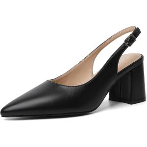 imageMostrin Block Slingback Heels for Women Pointed Closed Toe Chunky Heels Office Work Shoes Womens Pumps for Business CasualBlack