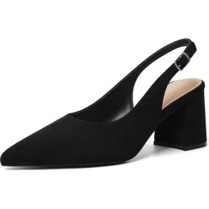 imageMostrin Block Slingback Heels for Women Pointed Closed Toe Chunky Heels Office Work Shoes Womens Pumps for Business CasualBlack Suede