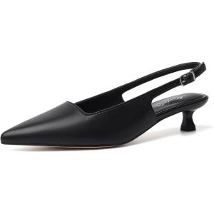 imageMostrin Slingback Kitten Heels for Women Pointed Closed Toe Heels Low Pumps Shoes for Party Work OfficeBlack