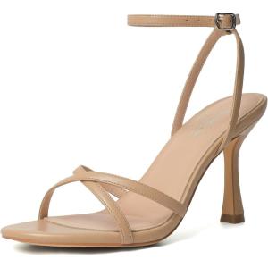 imageMostrin Strappy Heels for Women Lace Up Ankle Strap Round Open Toe Stiletto High Heels Womens Heeled Sandals for Prom Party DailyNude