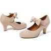 imageMostrin Fashion Vintage Womens Small Bowtie Platform Pumps Ladies Sexy High Heeled ShoesNude Wp01