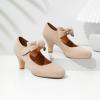 imageMostrin Fashion Vintage Womens Small Bowtie Platform Pumps Ladies Sexy High Heeled ShoesNude Wp01