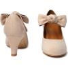 imageMostrin Fashion Vintage Womens Small Bowtie Platform Pumps Ladies Sexy High Heeled ShoesNude Wp01