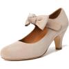 imageMostrin Fashion Vintage Womens Small Bowtie Platform Pumps Ladies Sexy High Heeled ShoesNude Wp01