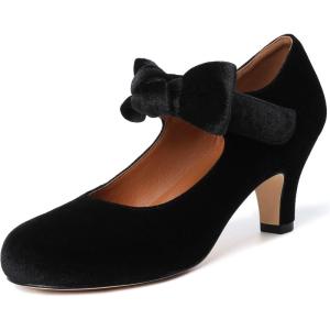 imageMostrin Fashion Vintage Womens Small Bowtie Platform Pumps Ladies Sexy High Heeled ShoesBlack Wp01