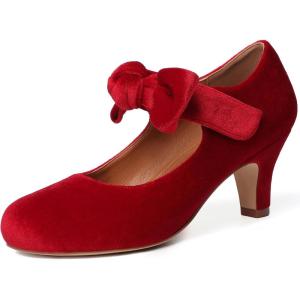 imageMostrin Fashion Vintage Womens Small Bowtie Platform Pumps Ladies Sexy High Heeled ShoesRed Wp01
