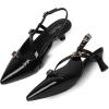 imageMostrin Kitten Heels for Women Low Heel Closed Pointed Toe Slingback Pumps Buckle Strap Dress Shoes for Daily Working WeddingBlack 02