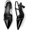 imageMostrin Kitten Heels for Women Low Heel Closed Pointed Toe Slingback Pumps Buckle Strap Dress Shoes for Daily Working WeddingBlack 04