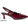 imageMostrin Kitten Heels for Women Low Heel Closed Pointed Toe Slingback Pumps Buckle Strap Dress Shoes for Daily Working WeddingBurgundy 02