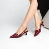 imageMostrin Kitten Heels for Women Low Heel Closed Pointed Toe Slingback Pumps Buckle Strap Dress Shoes for Daily Working WeddingBurgundy 04