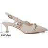 imageMostrin Kitten Heels for Women Low Heel Closed Pointed Toe Slingback Pumps Buckle Strap Dress Shoes for Daily Working WeddingCream 02