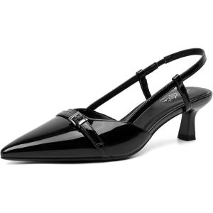 imageMostrin Kitten Heels for Women Low Heel Closed Pointed Toe Slingback Pumps Buckle Strap Dress Shoes for Daily Working WeddingBlack 04