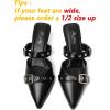 imageMostrin Kitten Mules Heels for Women Pointed Closed Toe Heels Vintage Slip on Stiletto Dressy Pumps ShoesKh08black