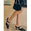 imageMostrin Kitten Mules Heels for Women Pointed Closed Toe Heels Vintage Slip on Stiletto Dressy Pumps ShoesKh08black