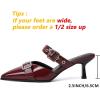 imageMostrin Kitten Mules Heels for Women Pointed Closed Toe Heels Vintage Slip on Stiletto Dressy Pumps ShoesKh08burgundy