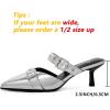 imageMostrin Kitten Mules Heels for Women Pointed Closed Toe Heels Vintage Slip on Stiletto Dressy Pumps ShoesKh08silver