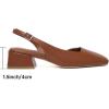 imageMostrin Womens Chunky Low Heels DOrsay Slingback Block Heel Pumps Closed Square Toe Dress Shoes for Work Office Daily WeddingBrown 02
