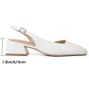 imageMostrin Womens Chunky Low Heels DOrsay Slingback Block Heel Pumps Closed Square Toe Dress Shoes for Work Office Daily WeddingWhite 02
