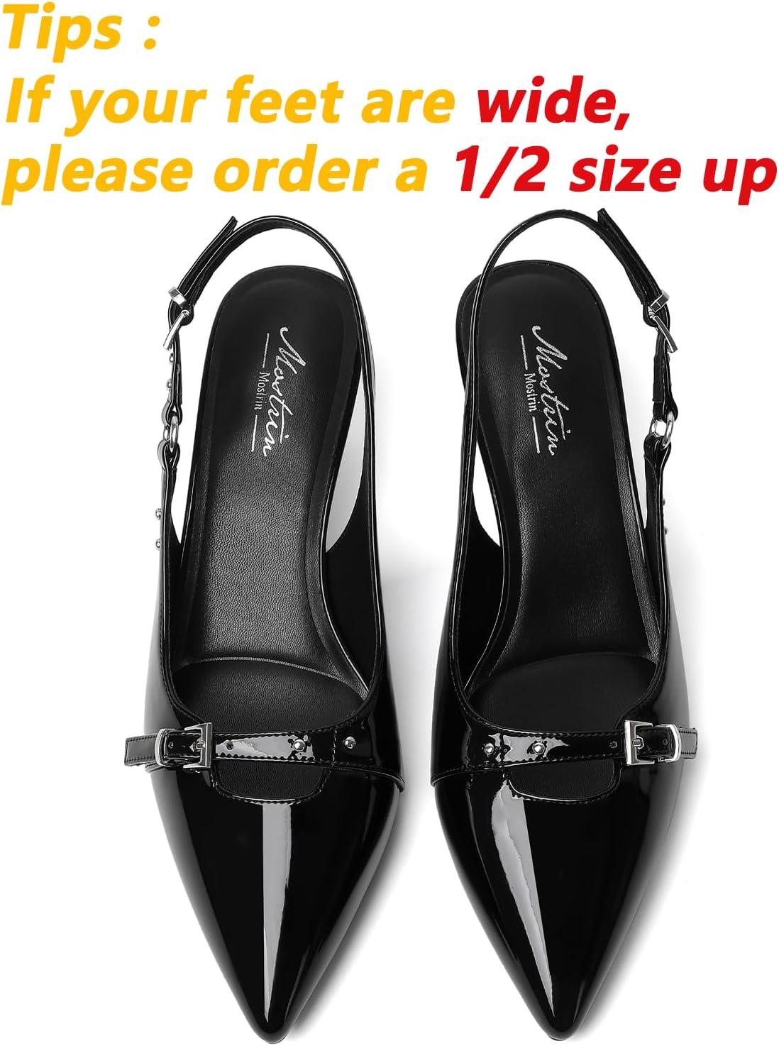 imageMostrin Slingback Kitten Heels for Women Pointed Closed Toe Heels Low Pumps Shoes for Party Work OfficeBlack02