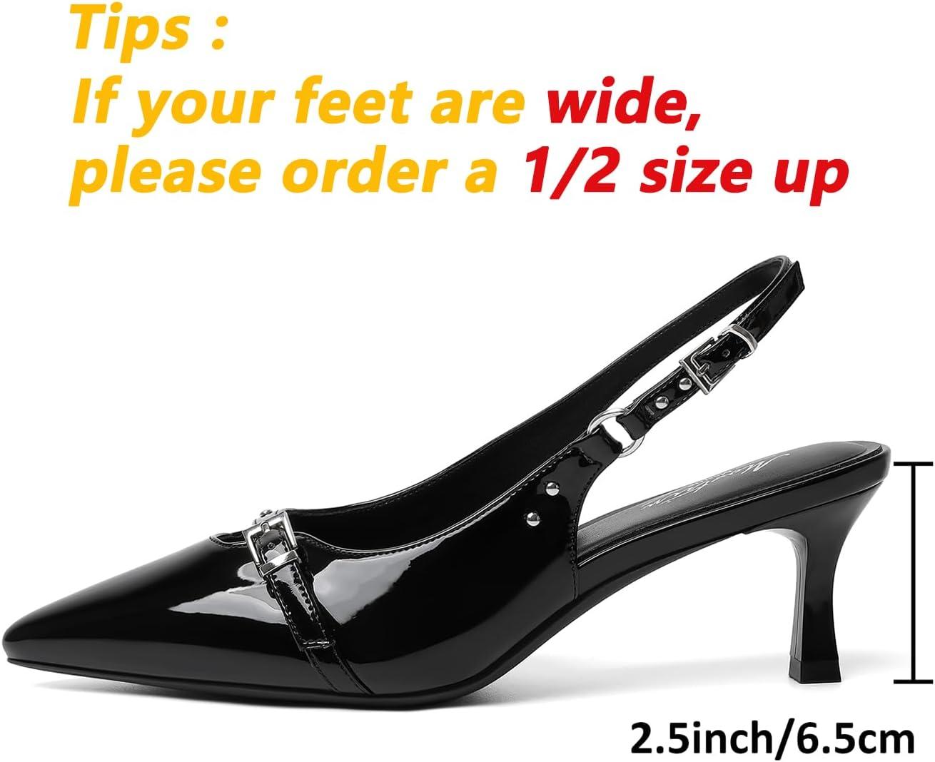 imageMostrin Slingback Kitten Heels for Women Pointed Closed Toe Heels Low Pumps Shoes for Party Work OfficeBlack02