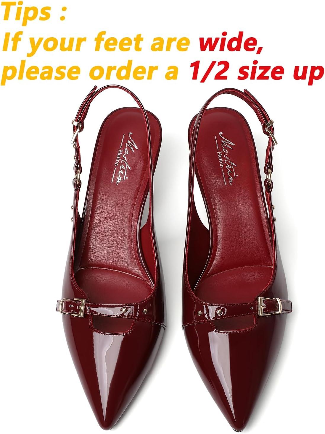 imageMostrin Slingback Kitten Heels for Women Pointed Closed Toe Heels Low Pumps Shoes for Party Work OfficeBurgundy02