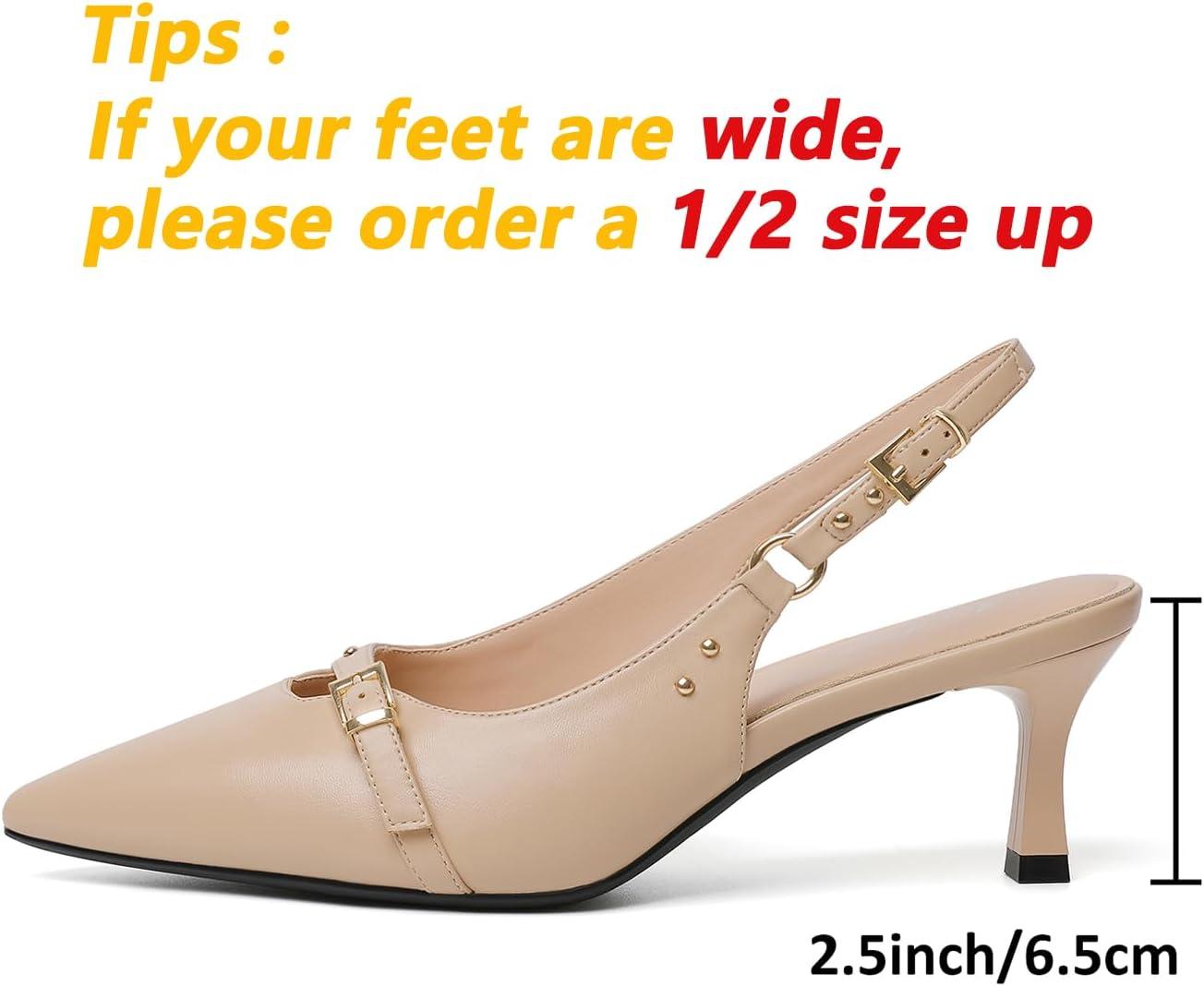 imageMostrin Slingback Kitten Heels for Women Pointed Closed Toe Heels Low Pumps Shoes for Party Work OfficeNude02