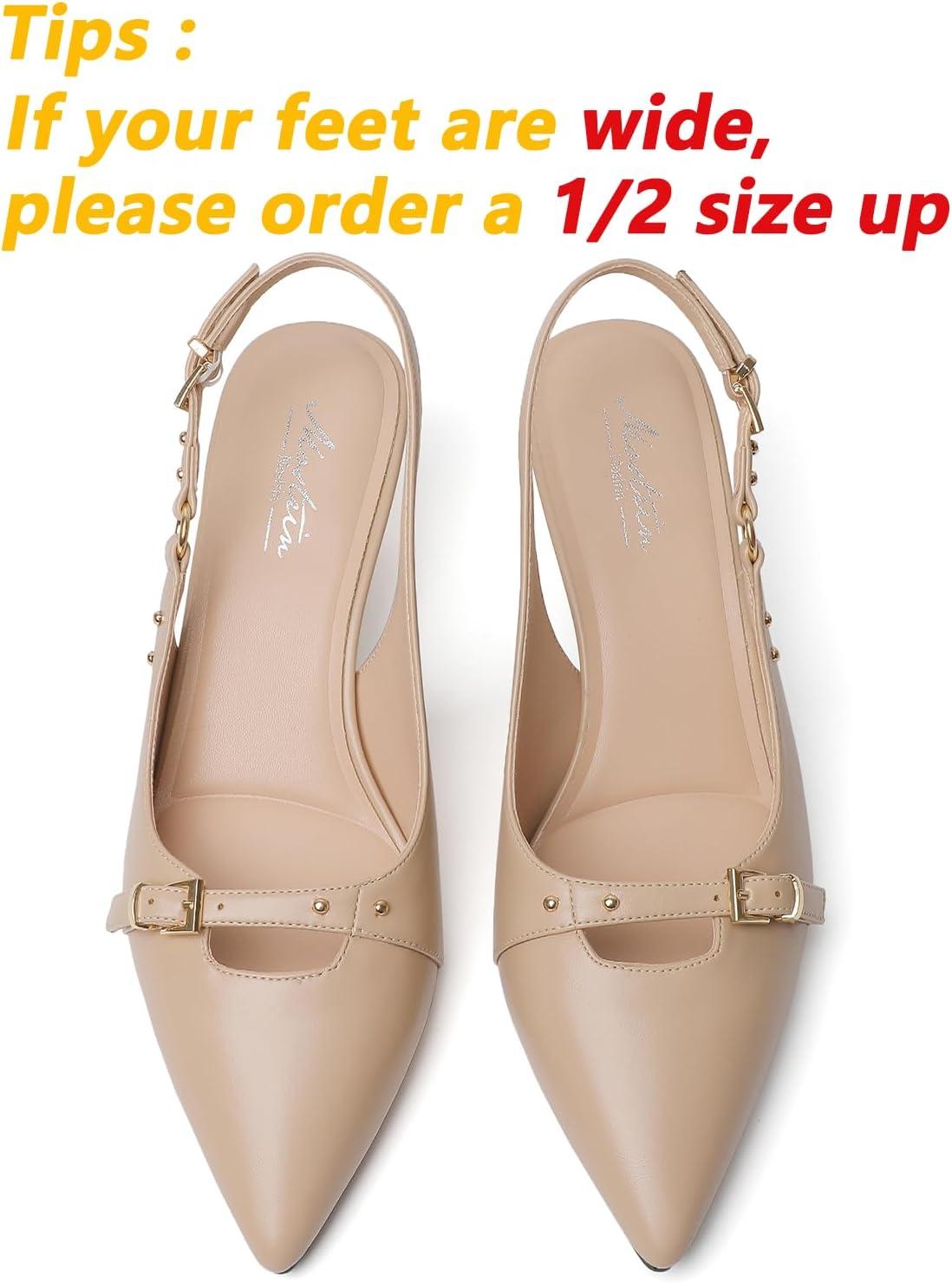 imageMostrin Slingback Kitten Heels for Women Pointed Closed Toe Heels Low Pumps Shoes for Party Work OfficeNude02