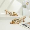 imageMostrin Strappy Kitten Heels for Women Round Open Toe Flip Flops Slip On Mules Heels Fashion Thong Heeled Sandals for Party Wedding HolidayGold Paten