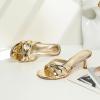 imageMostrin Strappy Kitten Heels for Women Round Open Toe Flip Flops Slip On Mules Heels Fashion Thong Heeled Sandals for Party Wedding HolidayGold Paten