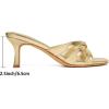 imageMostrin Strappy Kitten Heels for Women Round Open Toe Flip Flops Slip On Mules Heels Fashion Thong Heeled Sandals for Party Wedding HolidayGold Paten