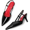 imageMostrin Kitten Heels for Women Pointed Closed Toe Stilettos Slingback Low Heel Bow Pumps Dress Shoes for Daily Party WeddingBlack01