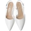 imageMostrin Kitten Heels for Women Pointed Closed Toe Stilettos Slingback Low Heel Bow Pumps Dress Shoes for Daily Party WeddingWhite01