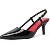 imageMostrin Kitten Heels for Women Pointed Closed Toe Stilettos Slingback Low Heel Bow Pumps Dress Shoes for Daily Party WeddingBlack01