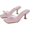 imageMostrin Kitten Heels for Women Round Toe Heels With Bow Vintage Mules Sexy Slip on Stiletto Backless Sandals for Party DailyPink03