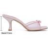 imageMostrin Kitten Heels for Women Round Toe Heels With Bow Vintage Mules Sexy Slip on Stiletto Backless Sandals for Party DailyPink03