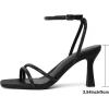 imageMostrin Womens Sandals Strappy Heels for Women Ankle Strap Lace Up Square Open Toe Heels Tie Up Stiletto High Heeled Sandals for Prom Party Daily WearLh07sparkling Black